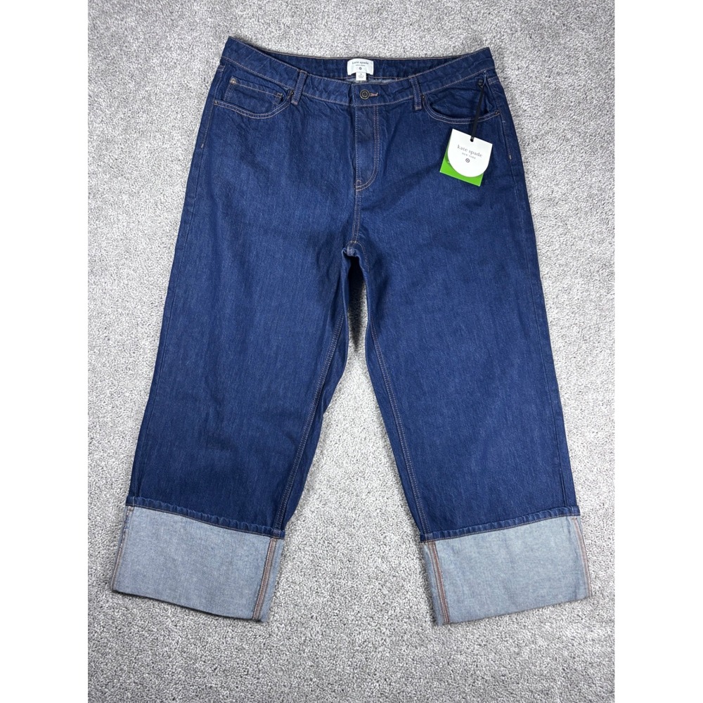 Kate Spade New York Denim Cropped Wide Leg Jeans Womens Size‎ 16 NWT